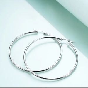 STAINLESS STEEL LARGE HOOP EARRINGS